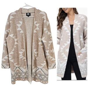 Frye Aztec Southwestern Country Open Front Long Sweater Plus Size